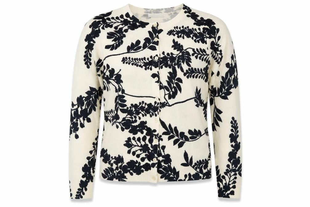 Front view of Marks & Spencer Women's Ivory Floral Cardigan, size 8
