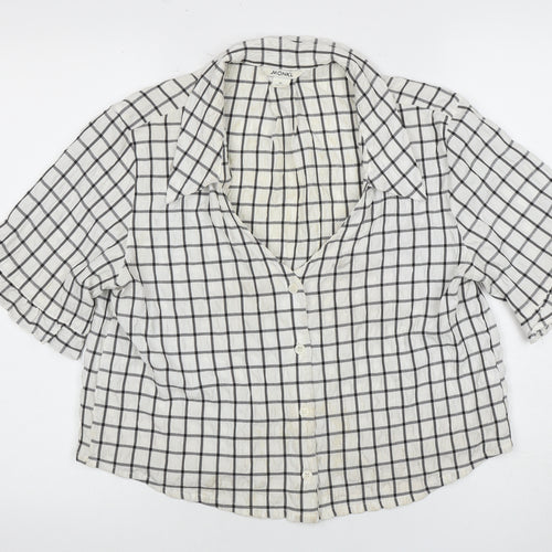 Monki Women's White Check Button-Up Shirt M