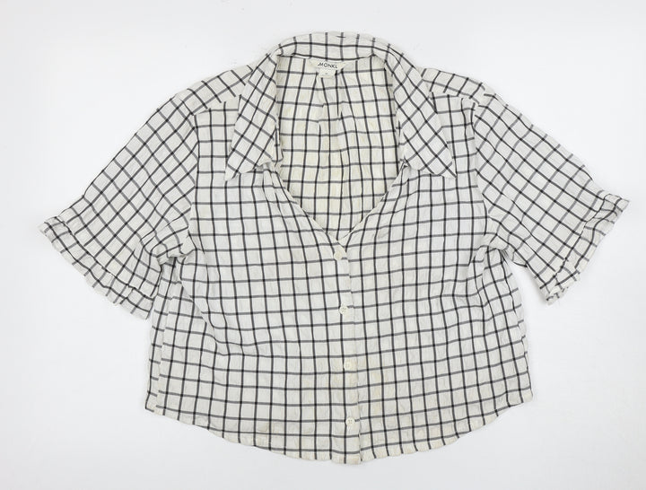 Monki Women's White Check Button-Up Shirt M