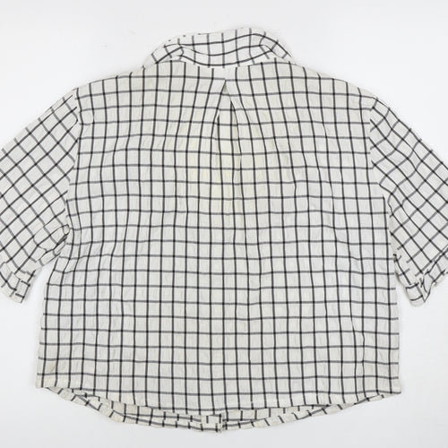 Monki Women's White Check Button-Up Shirt M