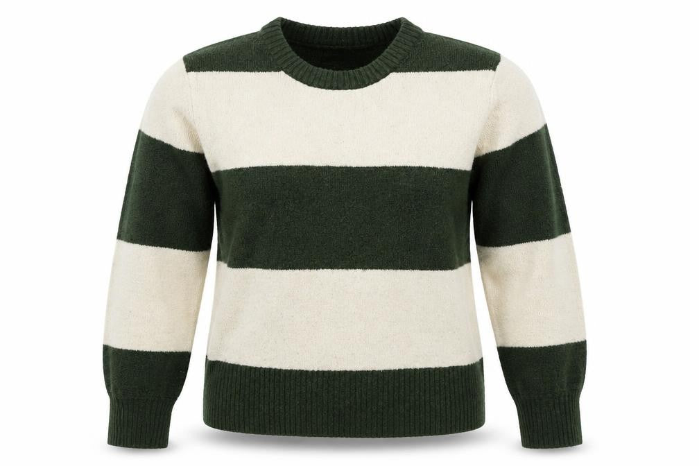 Front view of ICHI Women's Green Striped jumper -, size L