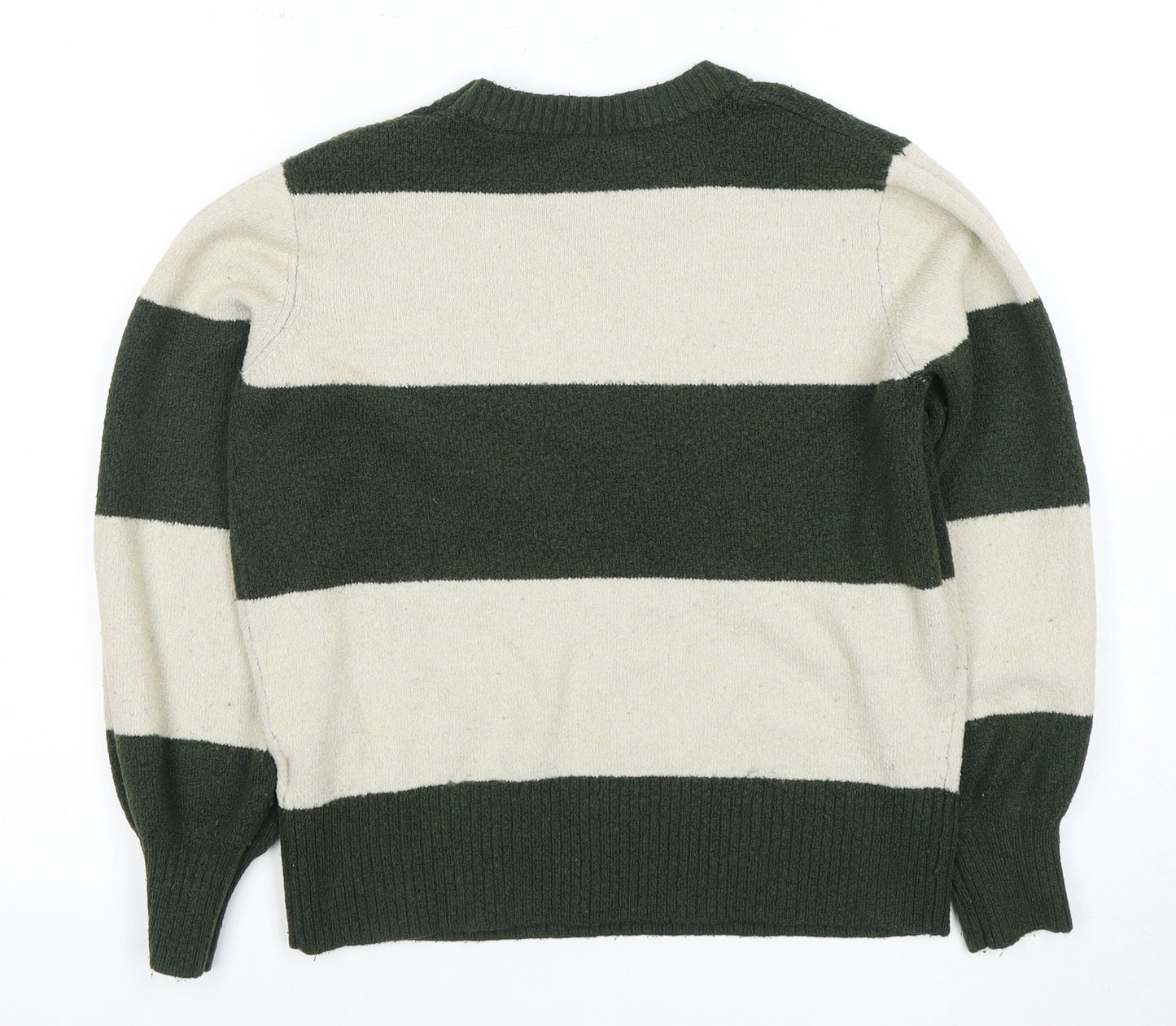 ICHI Women's Green Striped Pullover Jumper - Size L