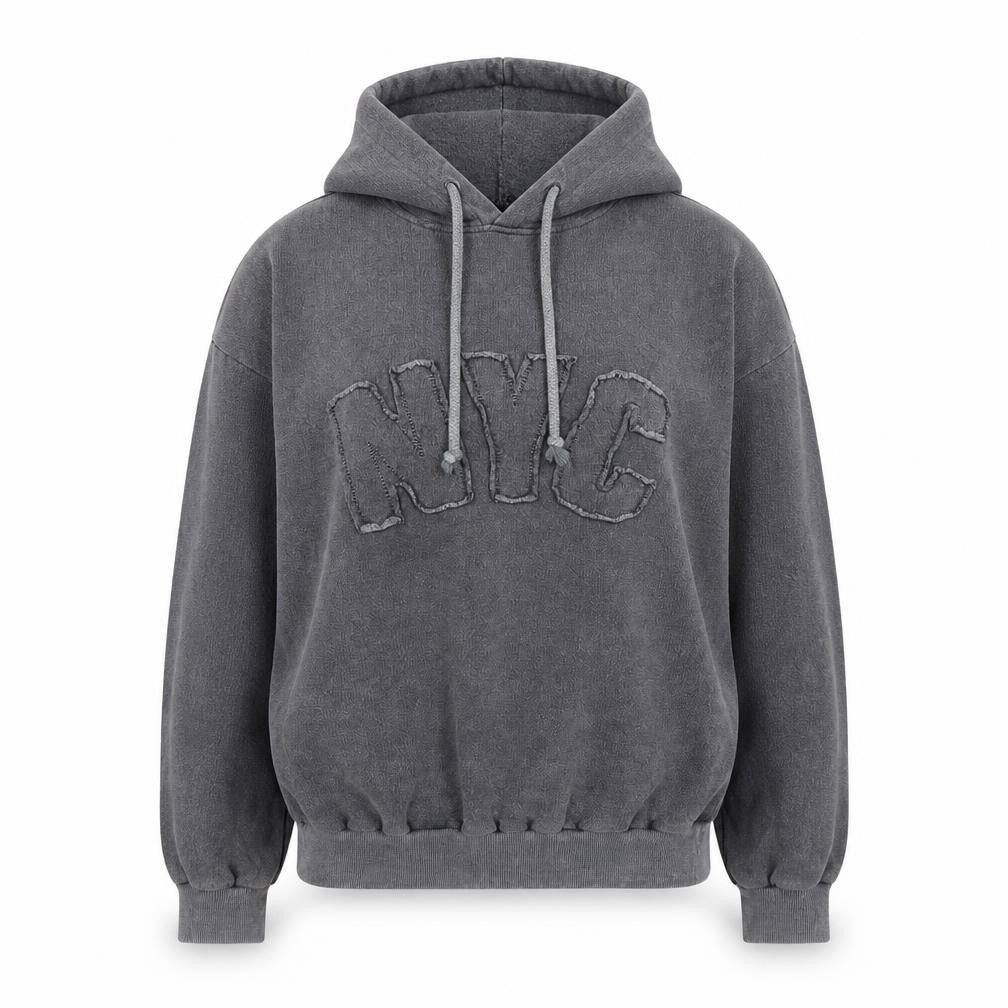 Front view of Boohoo Women's Grey Pullover Hoodie, size 8