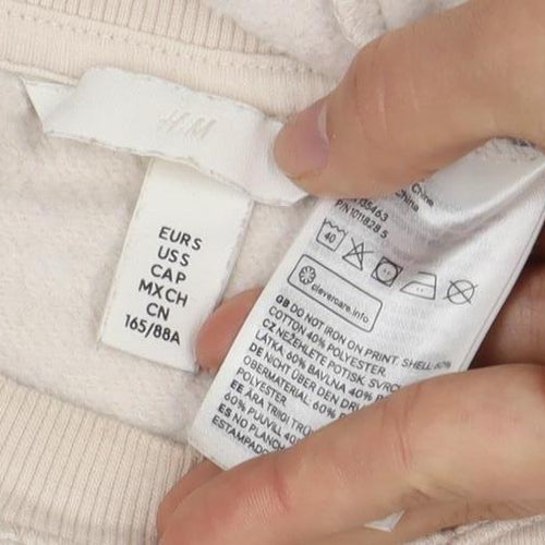H&M Beige Unisex 'Tennis Club' Pullover Sweatshirt M