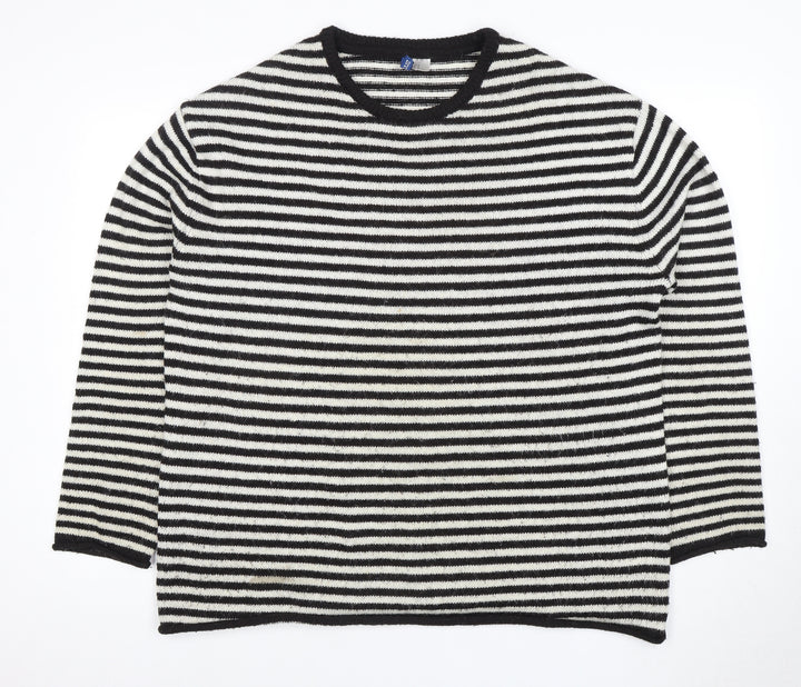 H&M Women's Black Striped Pullover Jumper - Size M