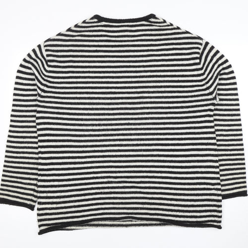 H&M Women's Black Striped Pullover Jumper - Size M