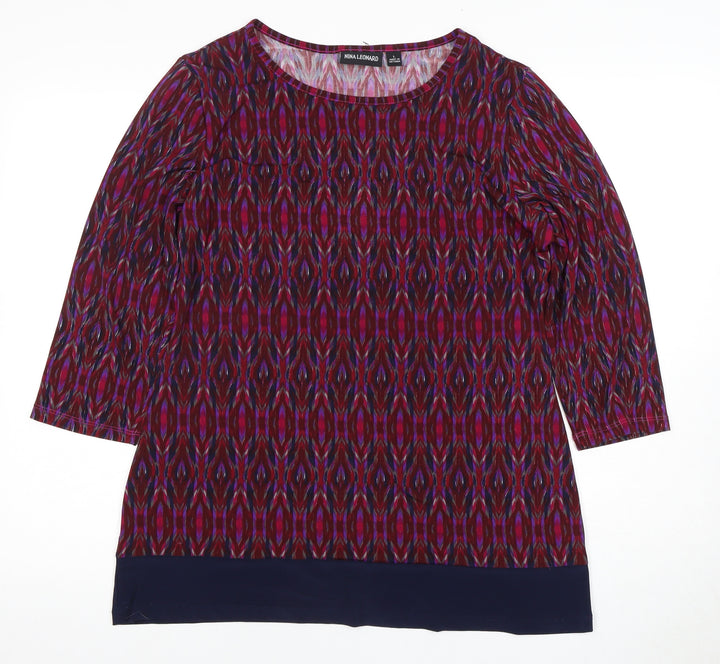Nina Leonard Women's Geometric Blouse L