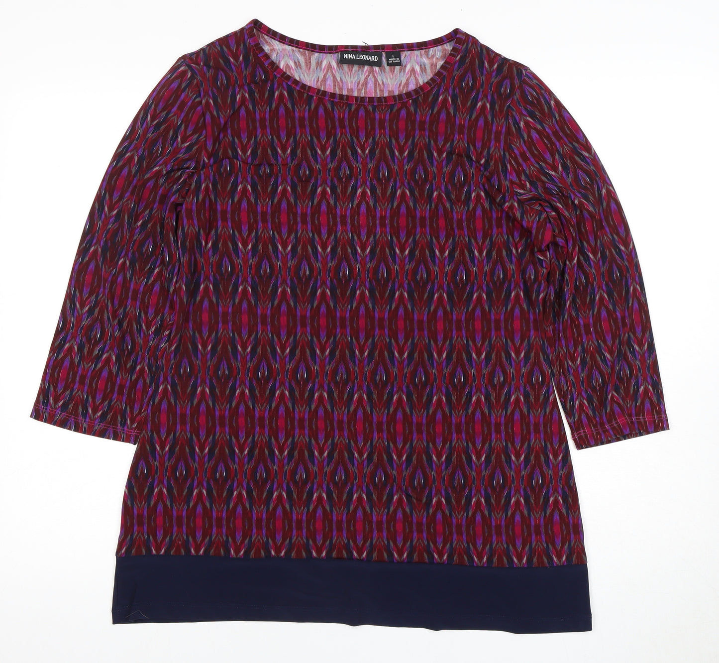 Nina Leonard Women's Geometric Blouse L