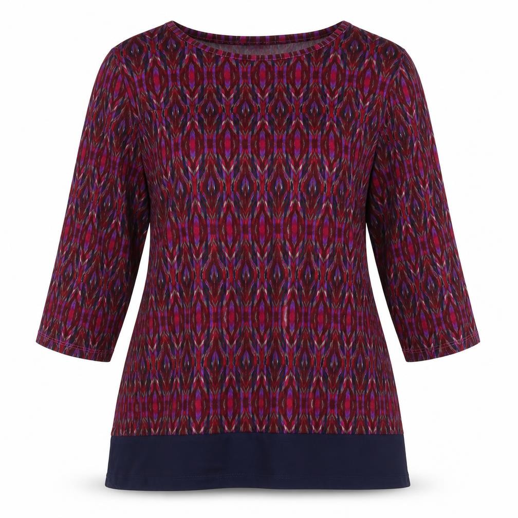 Front view of Nina Leonard Women's Geometric Blouse L