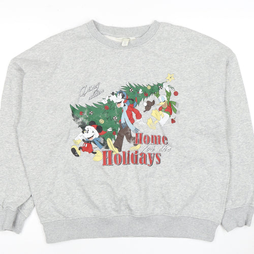 H&M Grey Christmas Cartoon Sweatshirt M