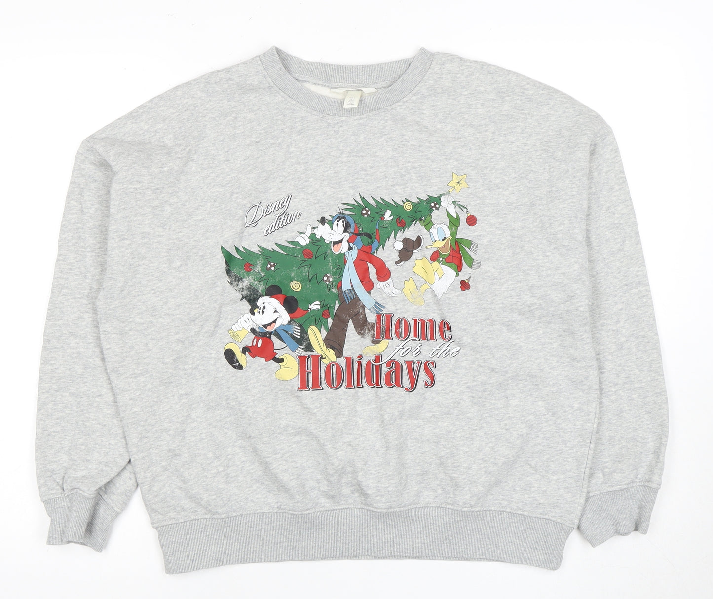H&M Grey Christmas Cartoon Sweatshirt M
