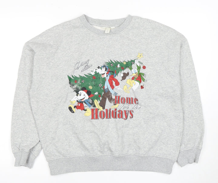 H&M Grey Christmas Cartoon Sweatshirt M