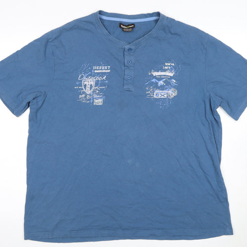Atlas for Men Blue 3XL Henley Graphic T-Shirt
