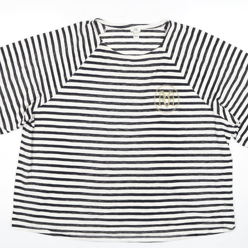 River Island Women's Striped T-Shirt Black,White Size 18