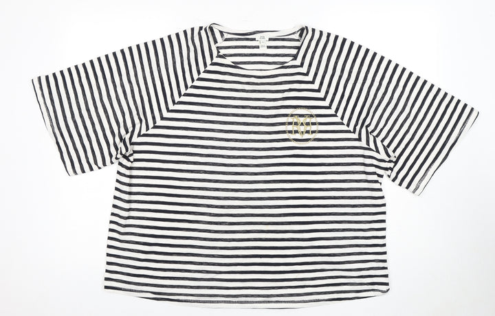 River Island Women's Striped T-Shirt Black,White Size 18
