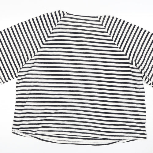 River Island Women's Striped T-Shirt Black,White Size 18