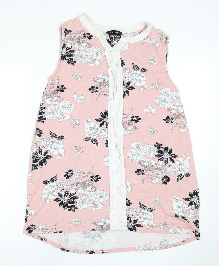 Yours Women Pink Floral Shift Dress Size 18