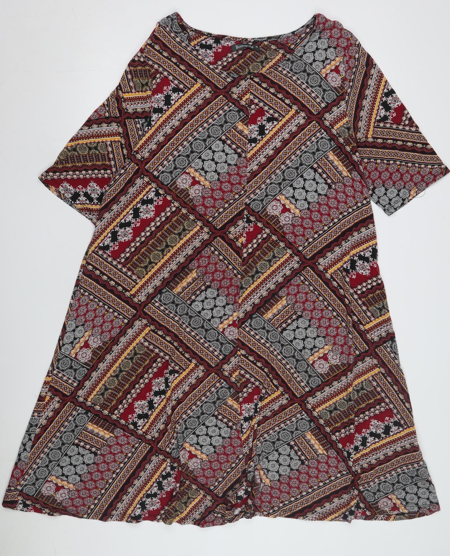 Bonmarché Women's Multicoloured Dress, 3/4 Sleeve, Size 20
