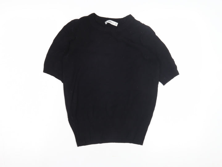 Zara Women's Black Cotton Pullover Jumper