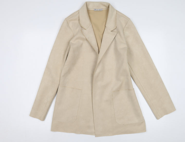 Zara Women's Beige Blazer, Regular Fit, Mid-Length, New