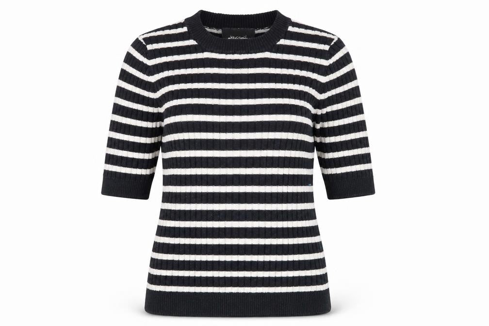 Front view of Monki Women's Black Striped Cotton jumper XS