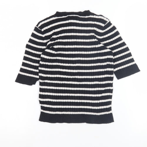 Monki Women's Black Striped Cotton Pullover Jumper XS