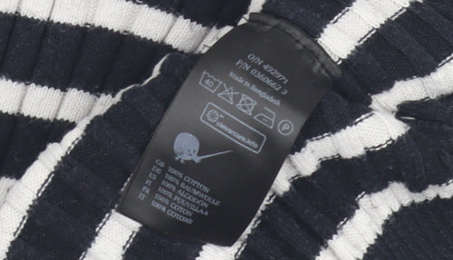 Monki Women's Black Striped Cotton Pullover Jumper XS