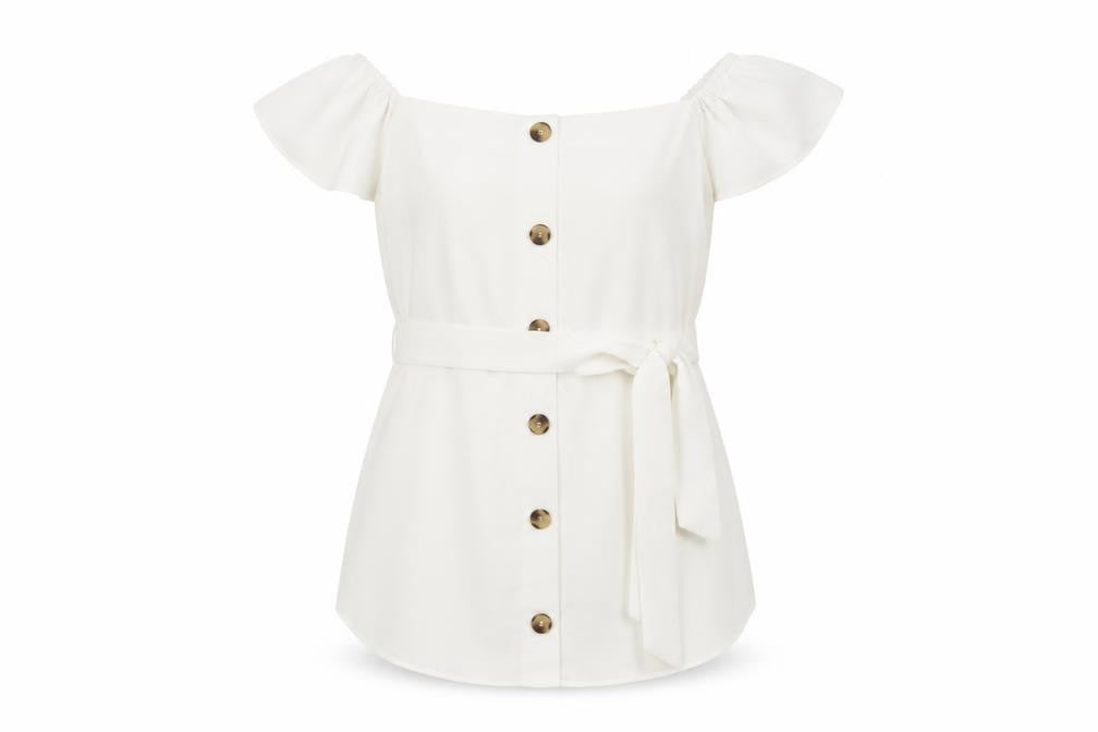 Front view of River Island Women's White Off the Shoulder Blouse