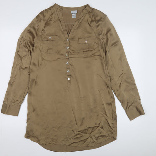 H&M Womens Brown Shirt Dress Size 10 Casual