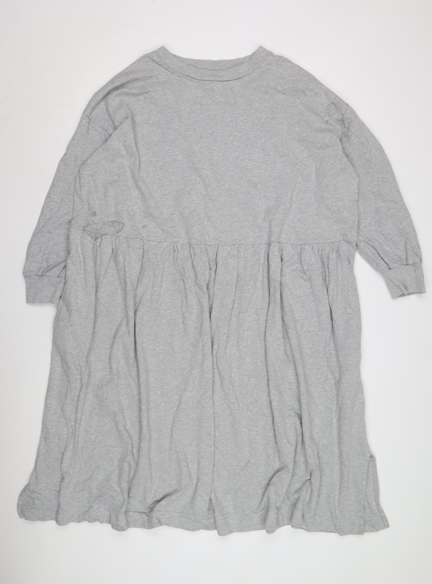 Kin Women's Grey Cotton Long Sleeve Dress L