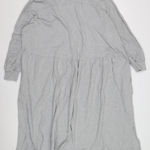 Kin Women's Grey Cotton Long Sleeve Dress L