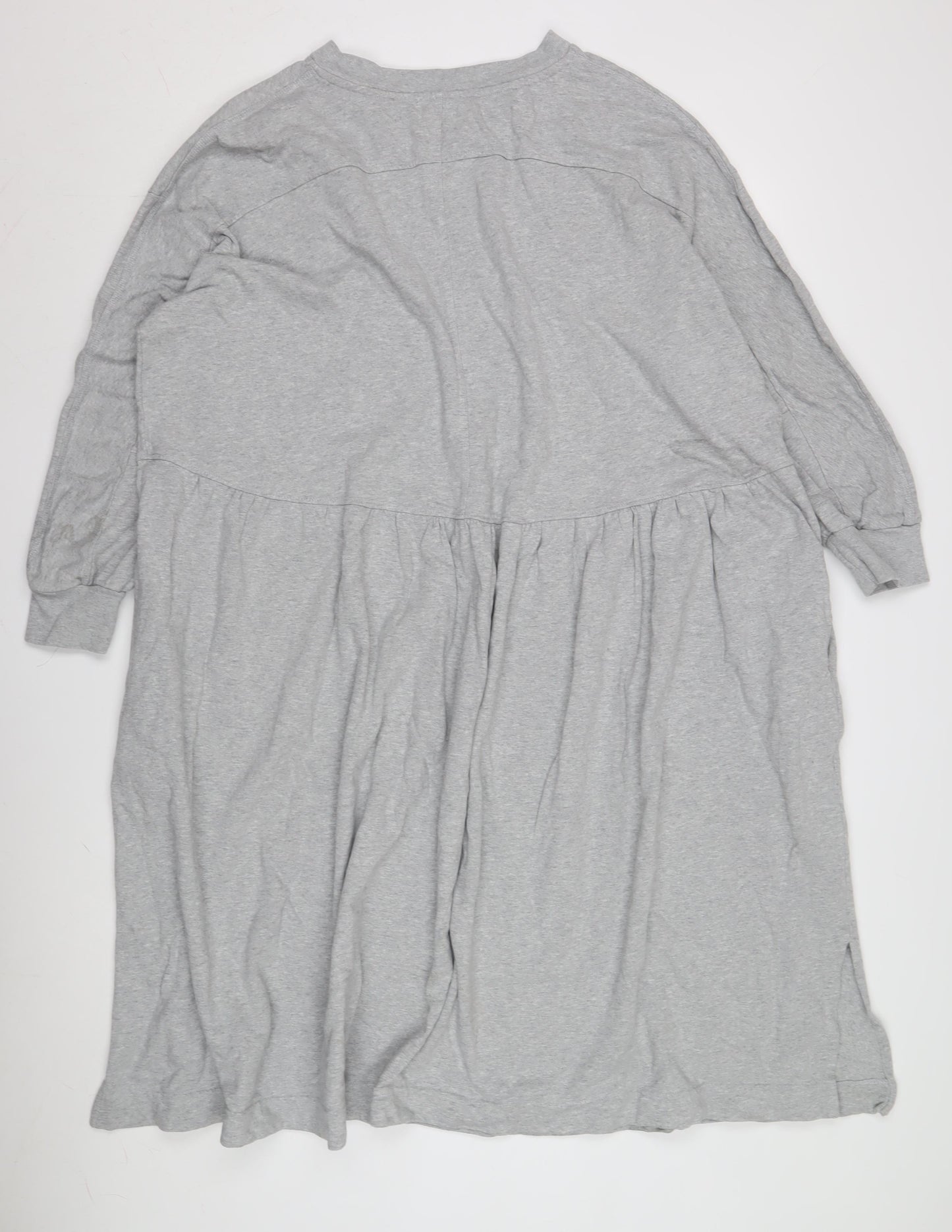 Kin Women's Grey Cotton Long Sleeve Dress L