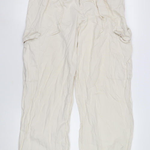 Bershka Women's Beige Cargo Trousers Size S