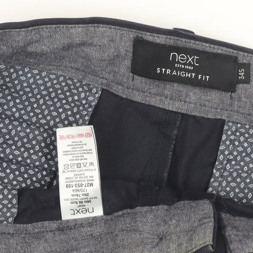 Next Men's Black Chino Trousers, 34, Straight Fit