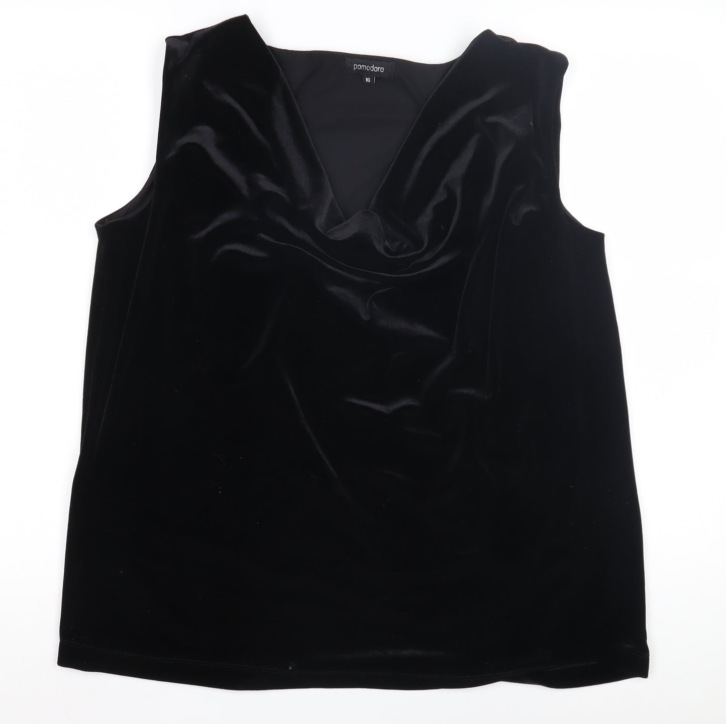 Pomodoro Women's Black Velvet Cowl Neck Blouse Size 16
