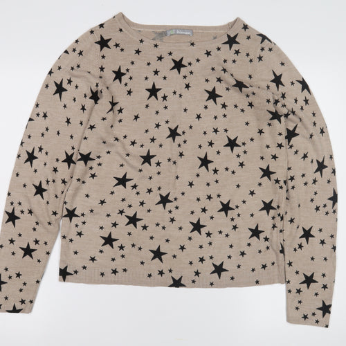 Marks and Spencer Women's Beige Star Pullover Jumper 14