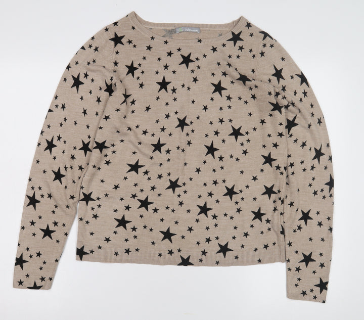 Marks and Spencer Women's Beige Star Pullover Jumper 14