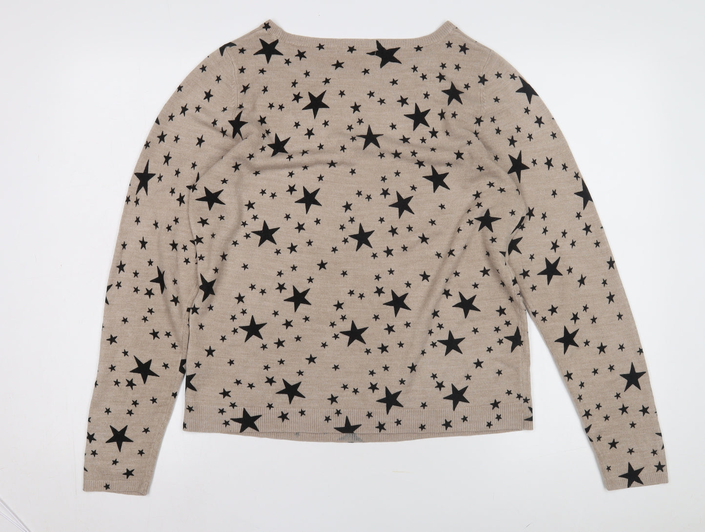 Marks and Spencer Women's Beige Star Pullover Jumper 14