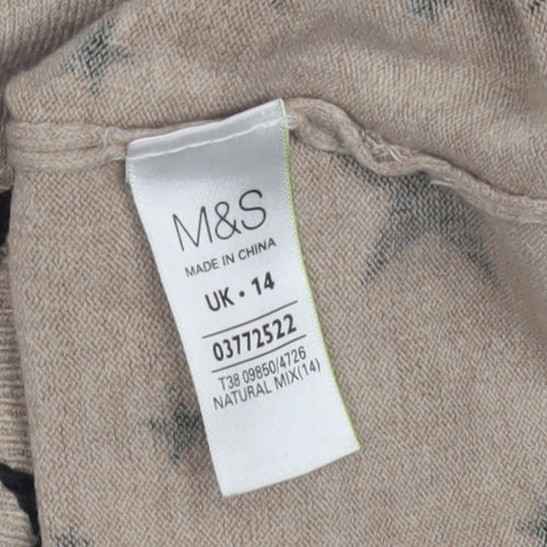 Marks and Spencer Women's Beige Star Pullover Jumper 14