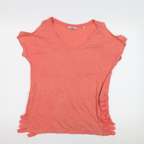 Next Women's Pink V-Neck Lace Accent Top Size 12