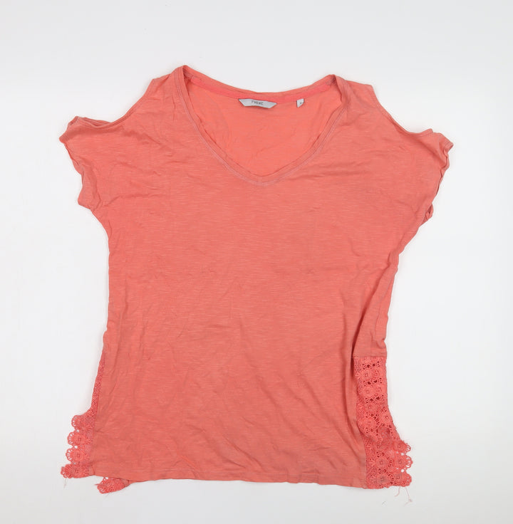 Next Women's Pink V-Neck Lace Accent Top Size 12