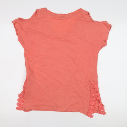 Next Women's Pink V-Neck Lace Accent Top Size 12