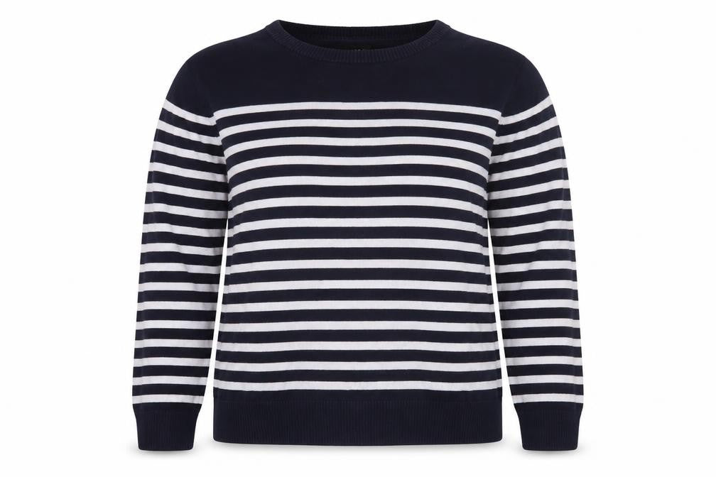 Front view of H&M Women's Blue Striped Cotton jumper M