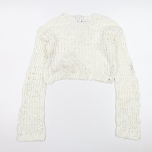 ASOS Design Women's White Open-Knit Pullover Jumper S