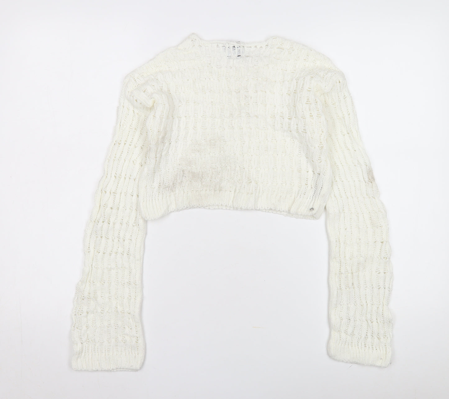 ASOS Design Women's White Open-Knit Pullover Jumper S