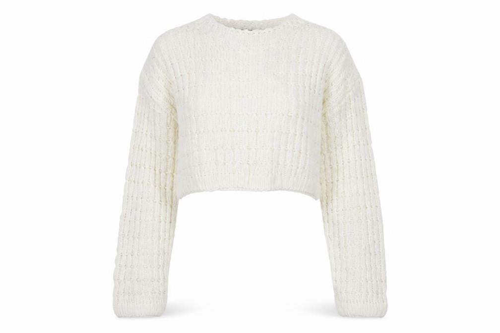 Front view of ASOS Design Women's White Open-Knit jumper S
