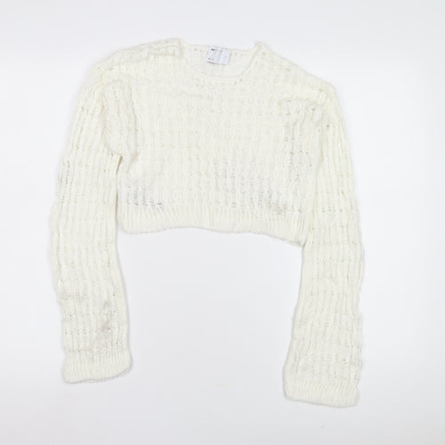 ASOS Design Women's White Open-Knit Pullover Jumper S