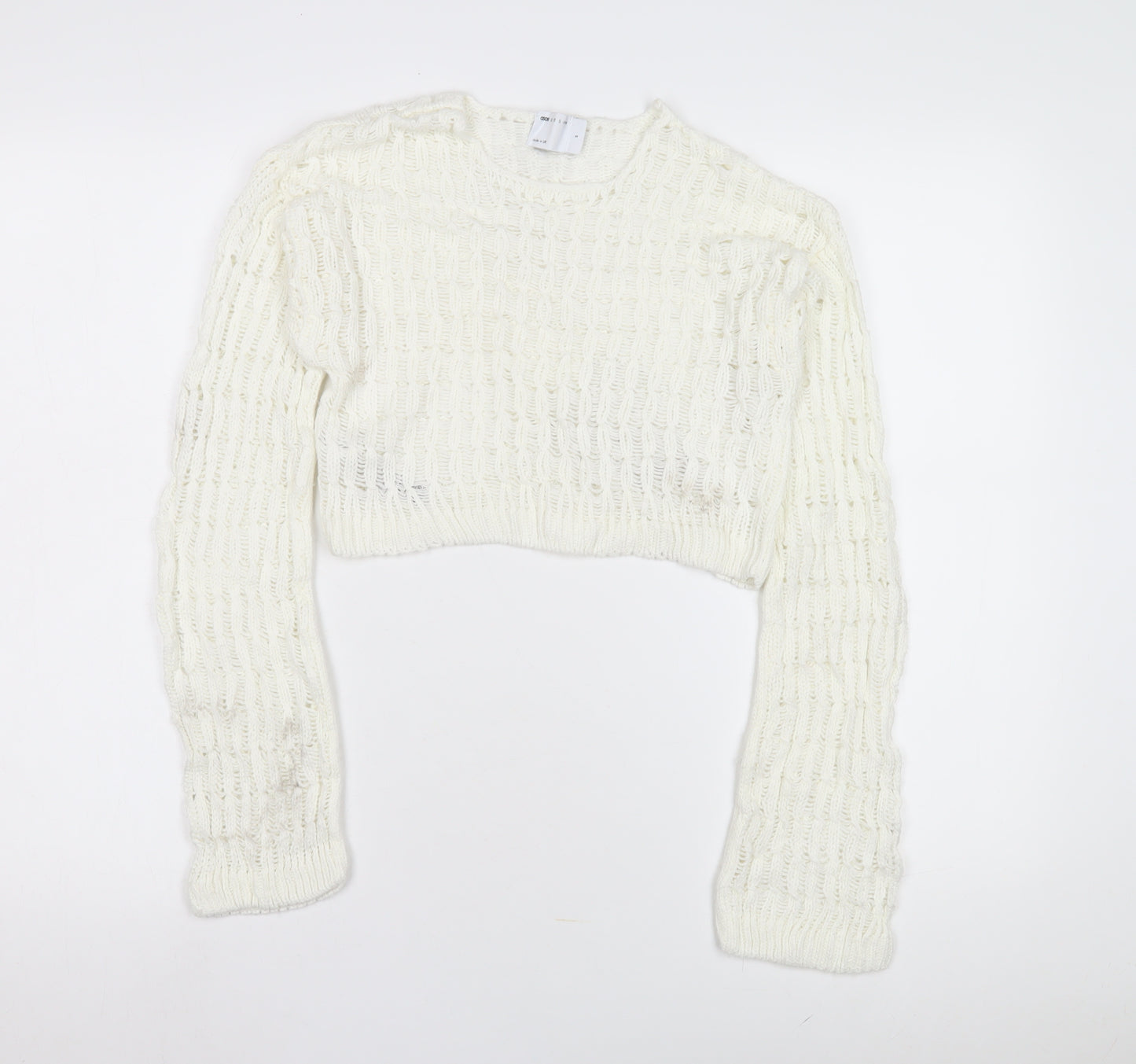 ASOS Design Women's White Open-Knit Pullover Jumper S