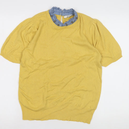 Next Women's Yellow Pullover Jumper, Size 12, Short Sleeve