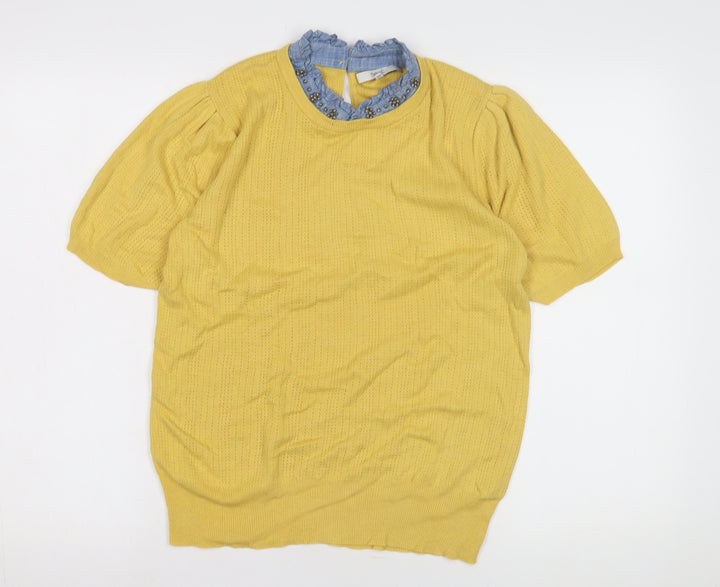 Next Women's Yellow Pullover Jumper, Size 12, Short Sleeve